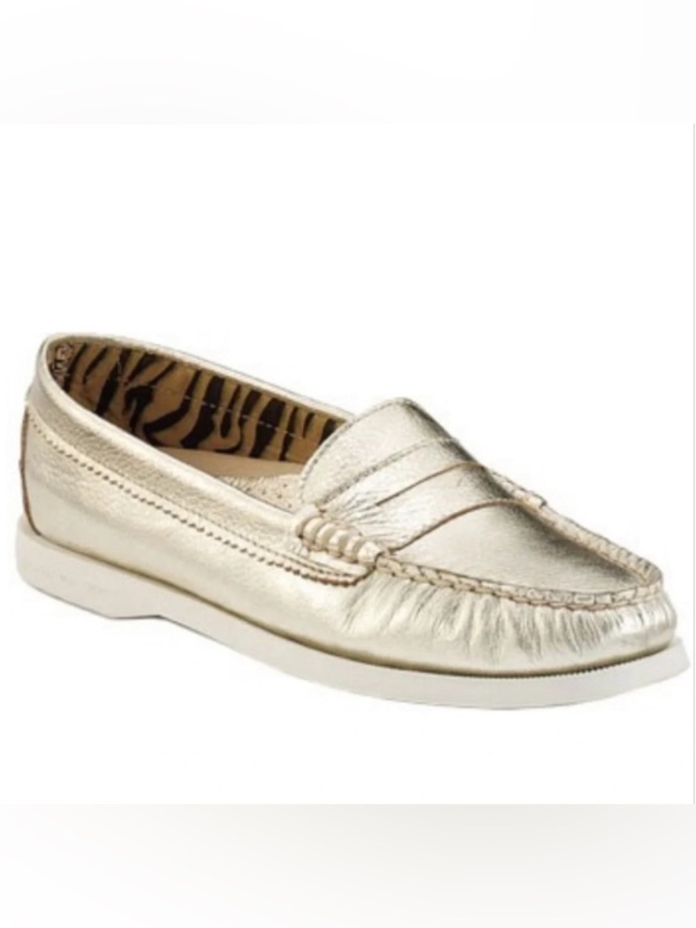 Sperry Hayden Metallic Penny Loafer in Platinum Metallic size 6.5